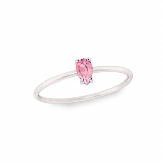 Anel de prata feminino pedra gota rosa